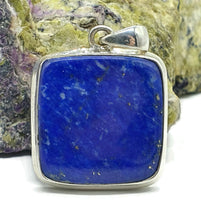Load image into Gallery viewer, Lapis Lazuli Pendant, Square Shape, Sterling Silver, Protection Stone, Bezel Set - GemzAustralia 