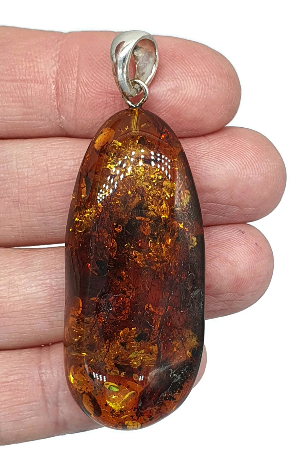 Stunning Baltic Amber Pendant, Sterling Silver, Natural Shape, 50 million years old - GemzAustralia 