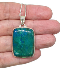 Load image into Gallery viewer, Chrysocolla Pendant, Rectangle Shaped, Sterling Silver, Green Blue Gemstone - GemzAustralia 