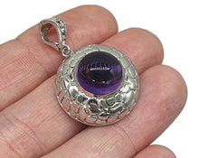 Load image into Gallery viewer, Amethyst Pendant, Sterling Silver, Round Cabochon Amethyst, February Birthstone - GemzAustralia 