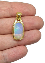 Load image into Gallery viewer, Rectangle Opal Pendant, 18K Gold Plated, Sterling Silver, October Birthstone, Aura Gem - GemzAustralia 