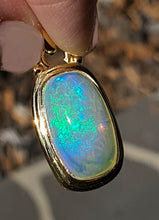Load image into Gallery viewer, Rectangle Opal Pendant, 18K Gold Plated, Sterling Silver, October Birthstone, Aura Gem - GemzAustralia 