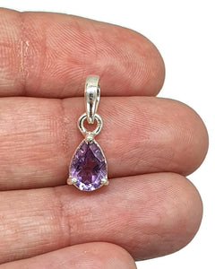 Amethyst Pendant, 1.7 carats, Pear Shaped, Sterling Silver, 3 prong set, February Birthstone - GemzAustralia 