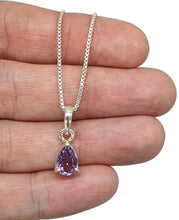 Load image into Gallery viewer, Amethyst Pendant, 1.7 carats, Pear Shaped, Sterling Silver, 3 prong set, February Birthstone - GemzAustralia 