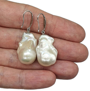Baroque Pearl Earrings, Freshwater Pearls, Sterling Silver, June Birthstone, Natural Pearls - GemzAustralia 
