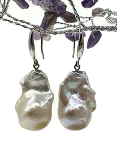 Baroque Pearl Earrings, Freshwater Pearls, Sterling Silver, June Birthstone, Natural Pearls - GemzAustralia 