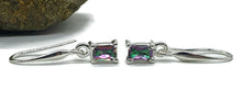 Load image into Gallery viewer, Mystic Topaz Earrings, 2.2 carats, Sterling Silver, Emerald Facet, Purple/Green Gem - GemzAustralia 