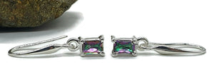 Mystic Topaz Earrings, 2.2 carats, Sterling Silver, Emerald Facet, Purple/Green Gem - GemzAustralia 