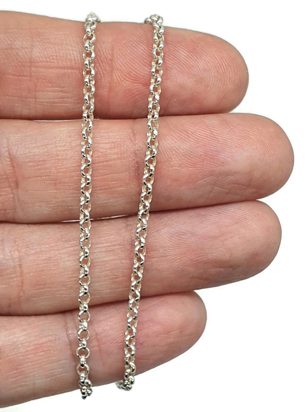 Sterling Silver Chain, 39.5cm, solid 925 Sterling Silver, Silver Necklace, Belcher Link - GemzAustralia 