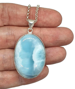 Massive Larimar Pendant, Dolphin Stone, Stone of Atlantis, Sterling Silver, Spiritual - GemzAustralia 