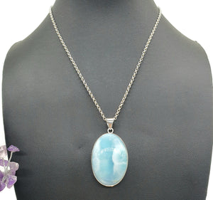 Massive Larimar Pendant, Dolphin Stone, Stone of Atlantis, Sterling Silver, Spiritual - GemzAustralia 