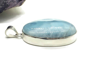 Massive Larimar Pendant, Dolphin Stone, Stone of Atlantis, Sterling Silver, Spiritual - GemzAustralia 