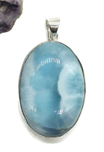 Massive Larimar Pendant, Dolphin Stone, Stone of Atlantis, Sterling Silver, Spiritual - GemzAustralia 