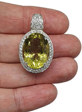 Load image into Gallery viewer, Lemon Quartz &amp; Zircon Halo Pendant, 13 carats, Sterling Silver, Oval Shaped - GemzAustralia 