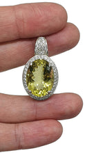 Load image into Gallery viewer, Lemon Quartz &amp; Zircon Halo Pendant, 13 carats, Sterling Silver, Oval Shaped - GemzAustralia 