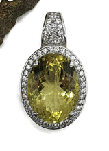 Load image into Gallery viewer, Lemon Quartz &amp; Zircon Halo Pendant, 13 carats, Sterling Silver, Oval Shaped - GemzAustralia 