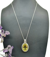 Load image into Gallery viewer, Lemon Quartz &amp; Zircon Halo Pendant, 13 carats, Sterling Silver, Oval Shaped - GemzAustralia 