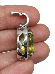 Lemon Quartz & Zircon Halo Pendant, 13 carats, Sterling Silver, Oval Shaped - GemzAustralia 