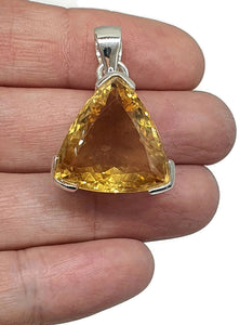 Trillion Faceted Citrine Pendant, Sterling Silver, 21 carats, November Birthstone - GemzAustralia 