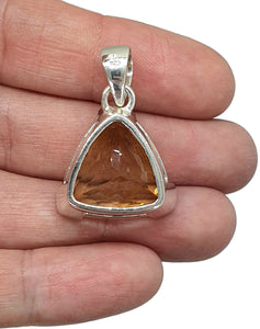 Trillion Faceted Citrine Pendant, Sterling Silver, 21 carats, November Birthstone - GemzAustralia 