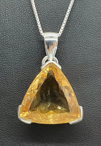 Trillion Faceted Citrine Pendant, Sterling Silver, 21 carats, November Birthstone - GemzAustralia 