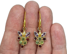 Load image into Gallery viewer, Multi Gemstone Earrings, Sterling Silver, 14k gold plated, Peridot, Amethyst &amp; Garnet - GemzAustralia 