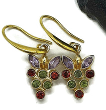 Load image into Gallery viewer, Multi Gemstone Earrings, Sterling Silver, 14k gold plated, Peridot, Amethyst &amp; Garnet - GemzAustralia 