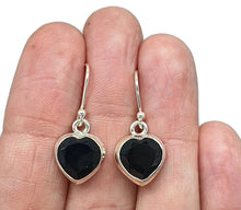 Load image into Gallery viewer, Black Onyx Earrings, Heart Shaped, Sterling Silver, Leo / Capricorn Zodiac Gemstone - GemzAustralia 