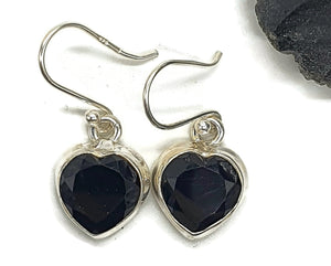 Black Onyx Earrings, Heart Shaped, Sterling Silver, Leo / Capricorn Zodiac Gemstone - GemzAustralia 