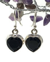 Load image into Gallery viewer, Black Onyx Earrings, Heart Shaped, Sterling Silver, Leo / Capricorn Zodiac Gemstone - GemzAustralia 