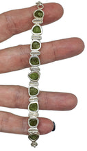 Load image into Gallery viewer, Raw Peridot Bracelet, Sterling Silver, Rough Peridot, August Birthstone, Rustic Bezel Setting - GemzAustralia 