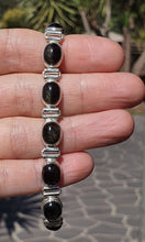 Load image into Gallery viewer, Black Spectrolite Cats Eye Bracelet, Sterling Silver, 18-20 cm adjustable, Genuine - GemzAustralia 