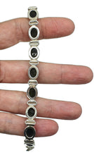 Load image into Gallery viewer, Black Spectrolite Cats Eye Bracelet, Sterling Silver, 18-20 cm adjustable, Genuine - GemzAustralia 