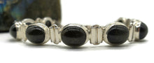 Load image into Gallery viewer, Black Spectrolite Cats Eye Bracelet, Sterling Silver, 18-20 cm adjustable, Genuine - GemzAustralia 