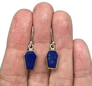 Coffin Shaped Lapis Lazuli Earrings, Sterling Silver, Protection Stone, Truth Stone - GemzAustralia 