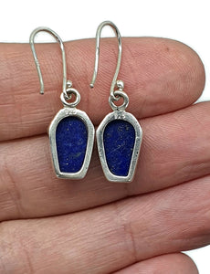 Coffin Shaped Lapis Lazuli Earrings, Sterling Silver, Protection Stone, Truth Stone - GemzAustralia 