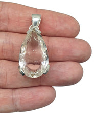 Load image into Gallery viewer, Clear Quartz Crystal Pendant, Pear Faceted, Sterling Silver, 30 carats, Concentration Stone - GemzAustralia 