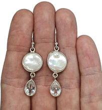 Load image into Gallery viewer, White Baroque Pearl &amp; White Topaz Earrings, Freshwater Pearls, Sterling Silver - GemzAustralia 