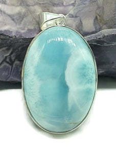 Massive Larimar Pendant, Dolphin Stone, Stone of Atlantis, Sterling Silver, Spiritual - GemzAustralia 