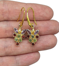 Load image into Gallery viewer, Multi Gemstone Earrings, Sterling Silver, 14k gold plated, Peridot, Amethyst &amp; Garnet - GemzAustralia 