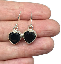 Load image into Gallery viewer, Black Onyx Earrings, Heart Shaped, Sterling Silver, Leo / Capricorn Zodiac Gemstone - GemzAustralia 