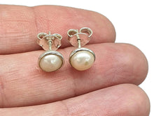 Load image into Gallery viewer, Freshwater Pearl Studs, Sterling Silver, Bridal Earrings, June Birthstone, White Pearl Earrings - GemzAustralia 