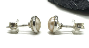 Freshwater Pearl Studs, Sterling Silver, Bridal Earrings, June Birthstone, White Pearl Earrings - GemzAustralia 