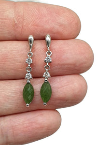 Canadian Nephrite Jade Earrings, Sterling Silver, Virgo Zodiac Stone, Good Luck Gemstone - GemzAustralia 