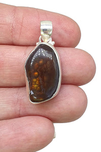 Mexican Fire Agate Pendant, Sterling Silver, Shields the Wearer from Harm - GemzAustralia 