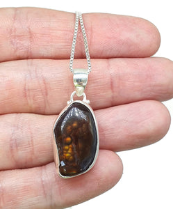 Mexican Fire Agate Pendant, Sterling Silver, Shields the Wearer from Harm - GemzAustralia 