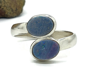 Australian Opal Ring, size 10, Sterling Silver, Blue, Green, Pink & Gold Opal, Love and Passion - GemzAustralia 