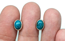 Load image into Gallery viewer, Chrysocolla Stud Earrings, Oval Shaped, Sterling Silver, Green Blue Gemstone - GemzAustralia 