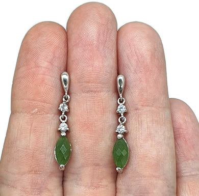 Canadian Nephrite Jade Earrings, Sterling Silver, Virgo Zodiac Stone, Good Luck Gemstone - GemzAustralia 