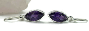 Deep Purple Amethyst Earrings, Sterling Silver, Marquise Shaped, Powerful Gemstone - GemzAustralia 